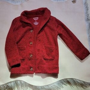 Jumping Beans "Mr. Rogers" type red and black speckled cardigan Size 2T
